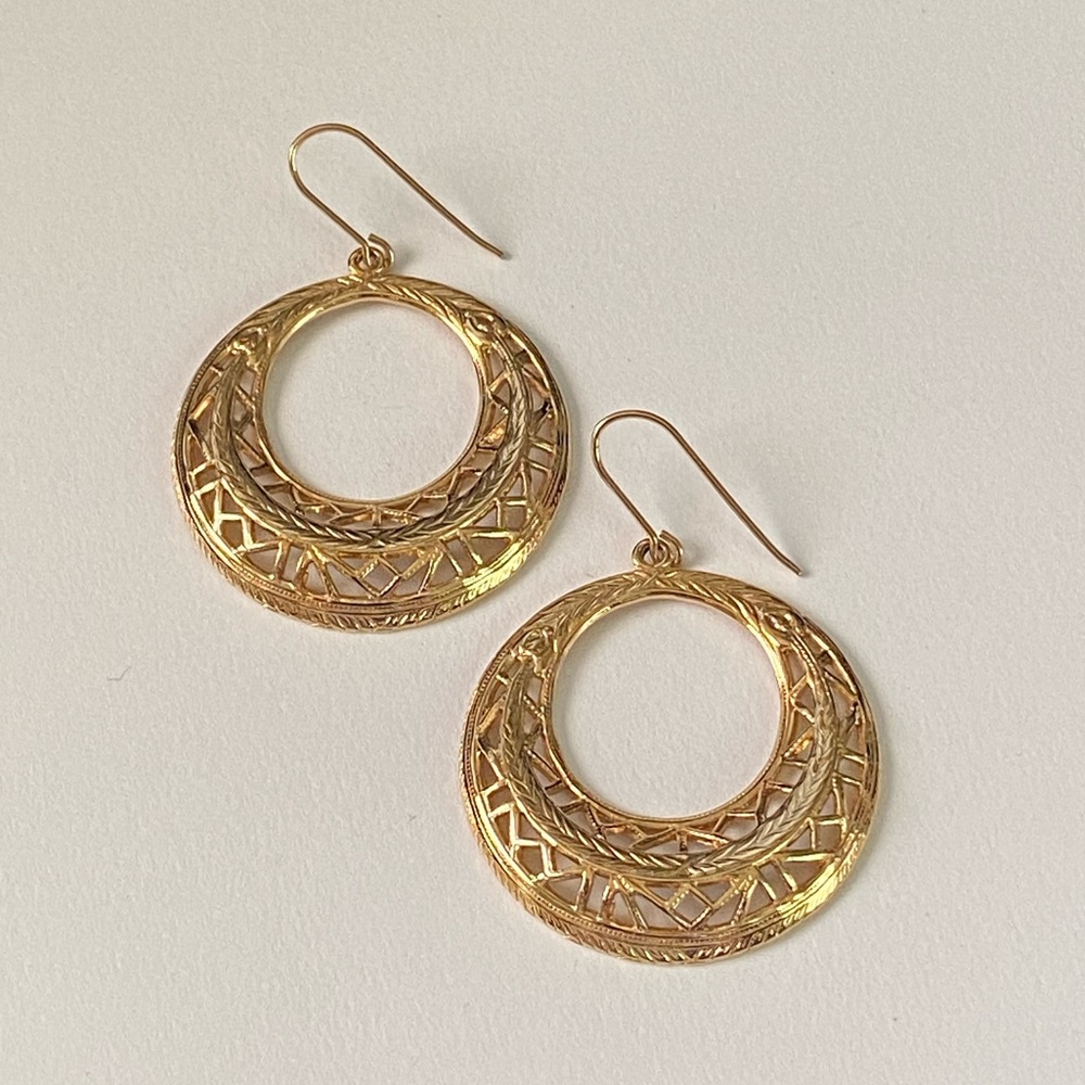 14K Gold Filled Hoop Dangle Earrings